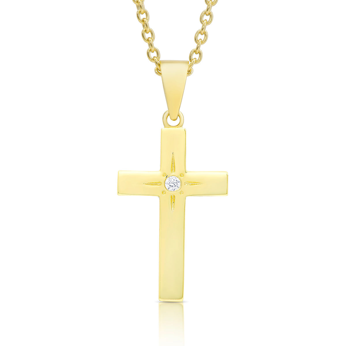 Cross Necklace with CZ- Gold