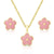 Flower Stud Earrings and Necklace Set -Pink