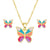 Glitter Butterfly Necklace and Earrings Set
