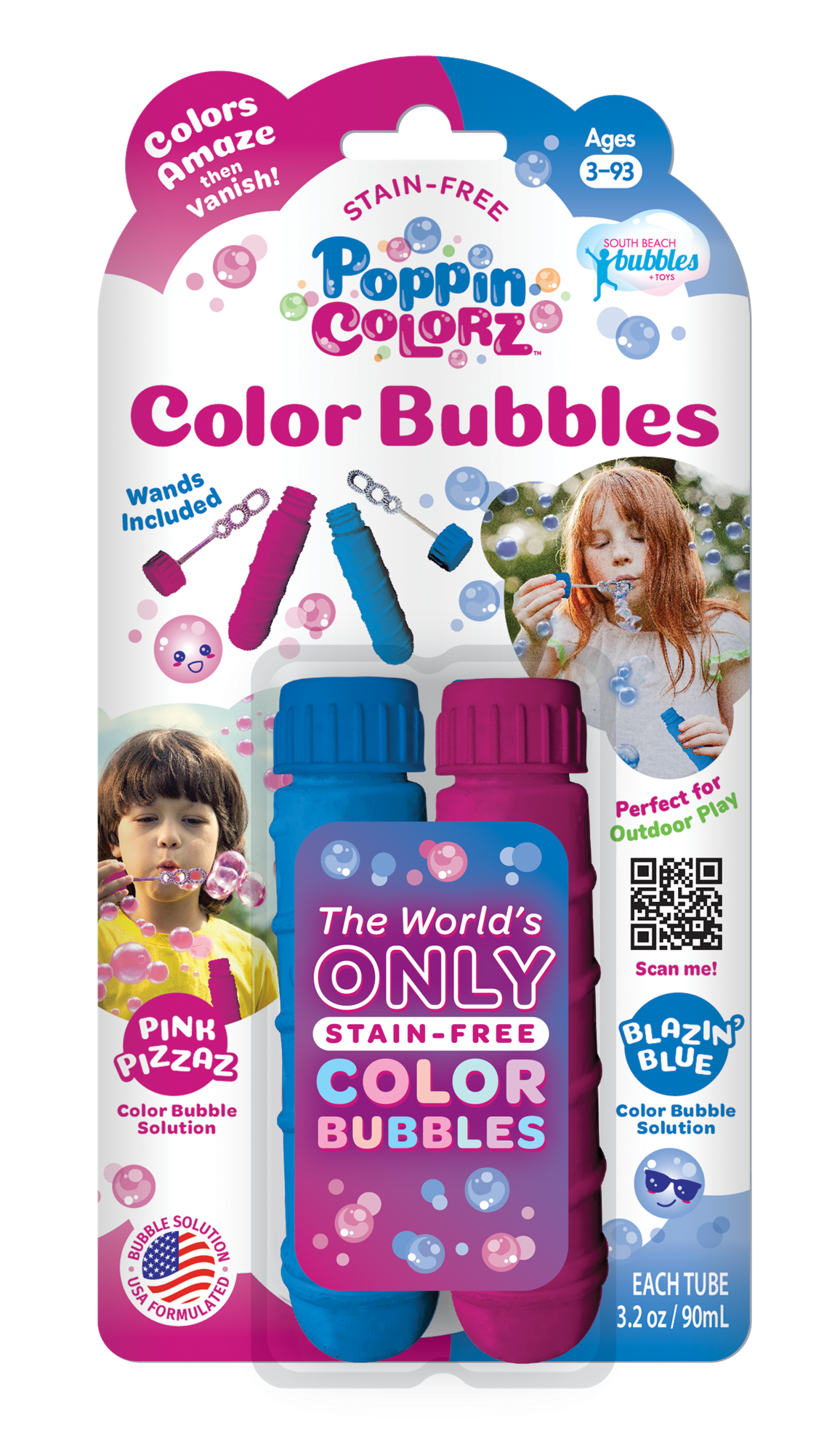 PoppinColorz™ 2-Pack Pink & Blue Color Bubble Tubes – Blossom Girl
