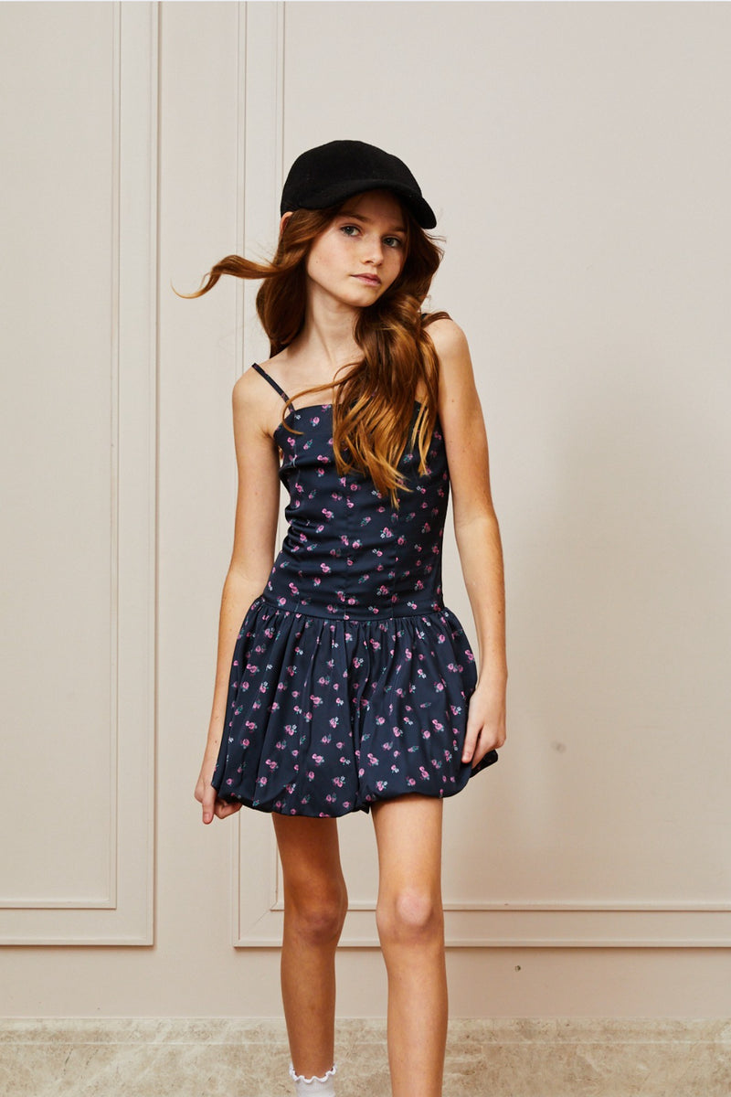 Bailey Satin Ballet Dress -  Navy Rose