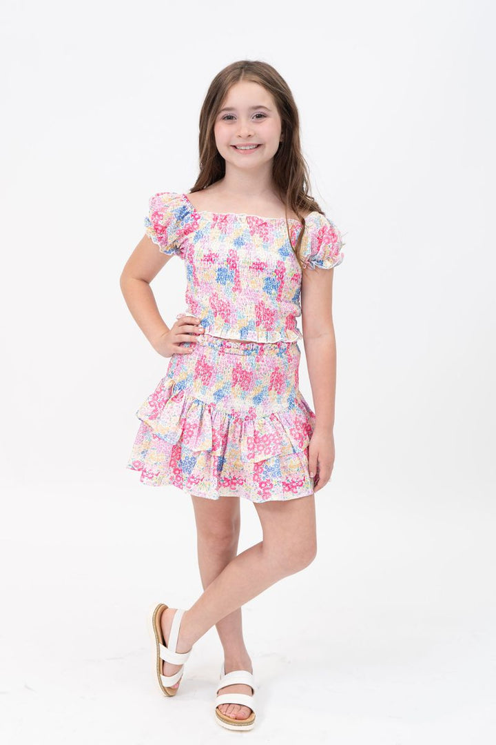 BLOOMING DITZY'S PRINT Top & Skirt Set