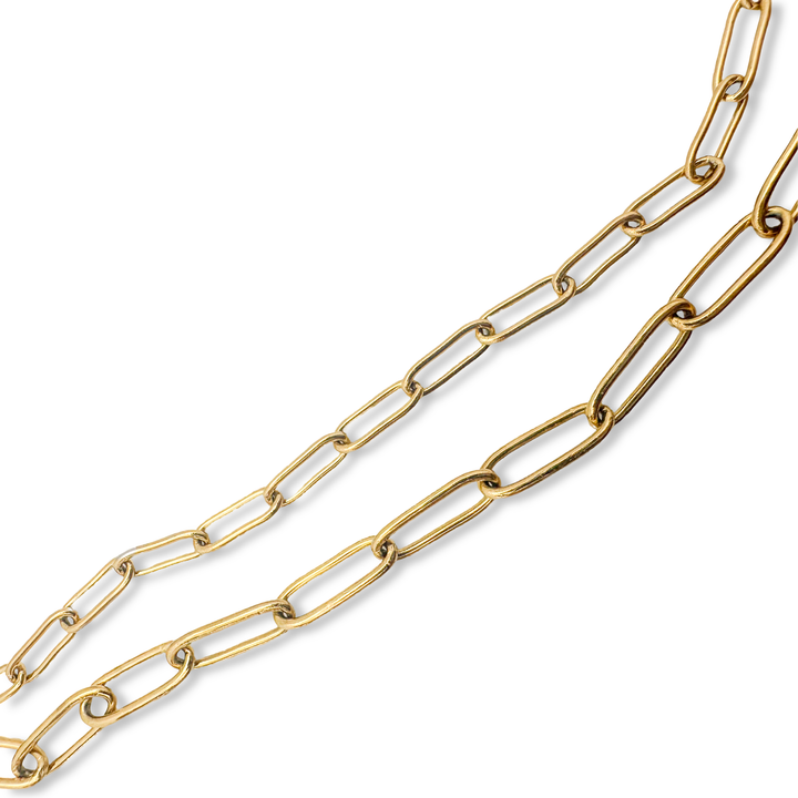 Paperclip Classic Gold Necklace Chain: Thick