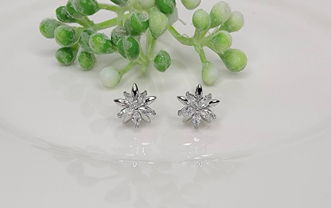 CZ Double Star Post Earrings: GOLD - ST65