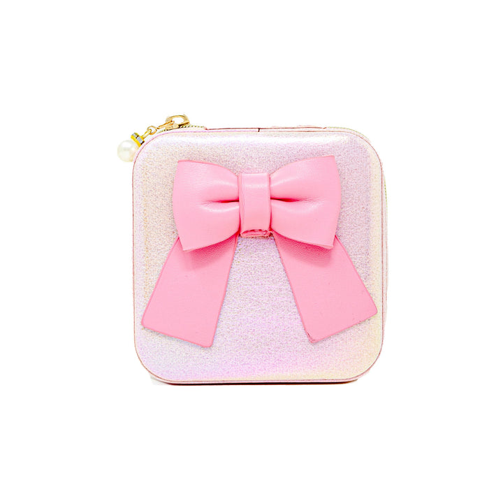 Shiny Jumbo Bow Jewelry Box: Hot Pink