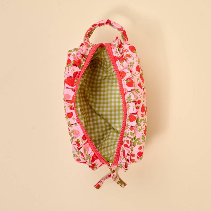Essentials Quilted Cosmetic Pouch-Strawberry Fields