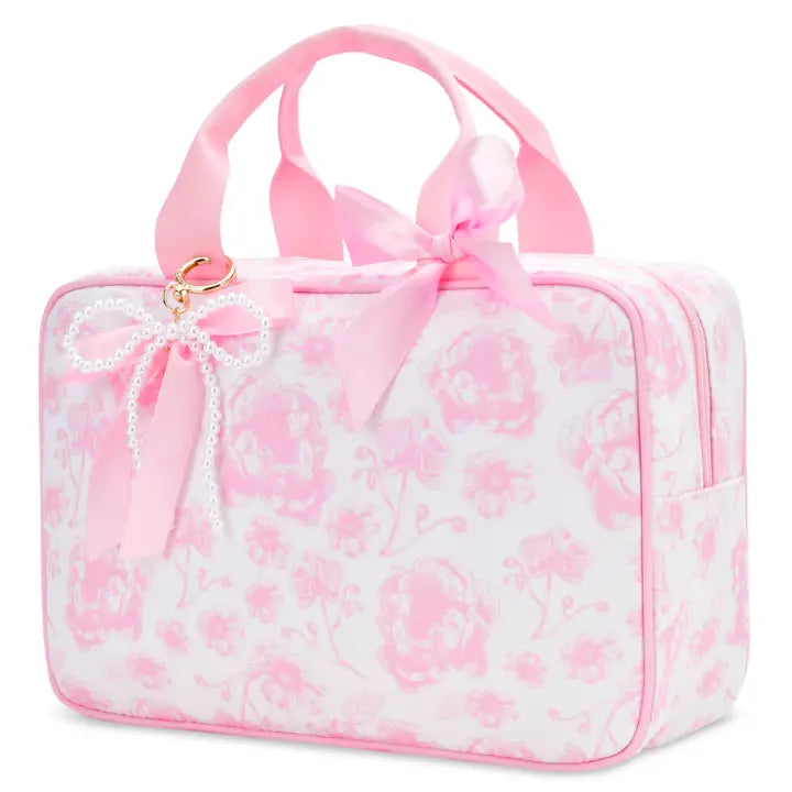 Pretty Pink Toile Large Cosmetic Bag