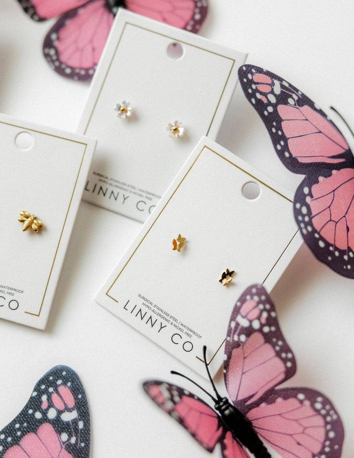 Screwback Stud Earrings - Lark Butterfly