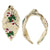 JM Beaded Candy Canes with Green Bows with Gold Star Sequins and Pearl Beads on Knotted Gold Headband,