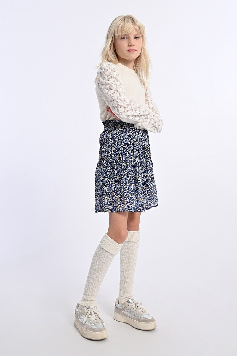 Girls Navy Woven Skirt