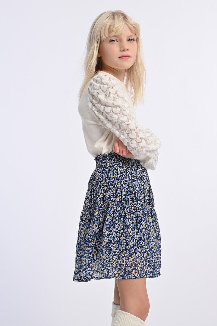 Girls Navy Woven Skirt