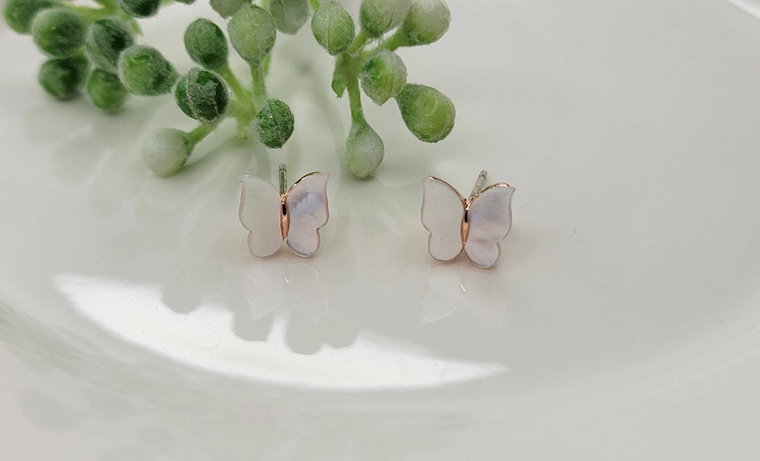 Mini Butterfly Stud Earrings: MOTHER OF PEARL - MK3