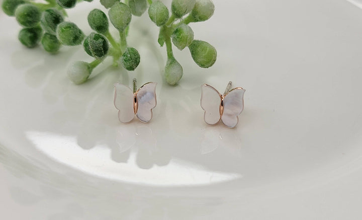 Mini Butterfly Stud Earrings: MOTHER OF PEARL - MK3