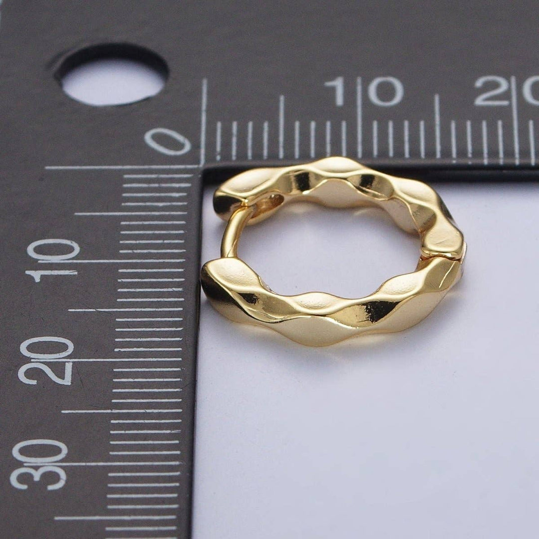 16mm Flat Twist Geometric Gold Huggie Hoops Earrings | AD-483
