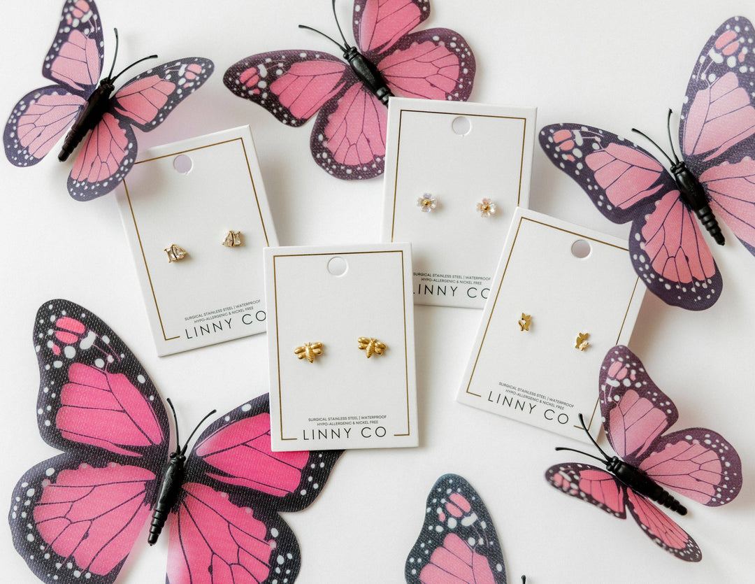 Screwback Stud Earrings - Lark Butterfly