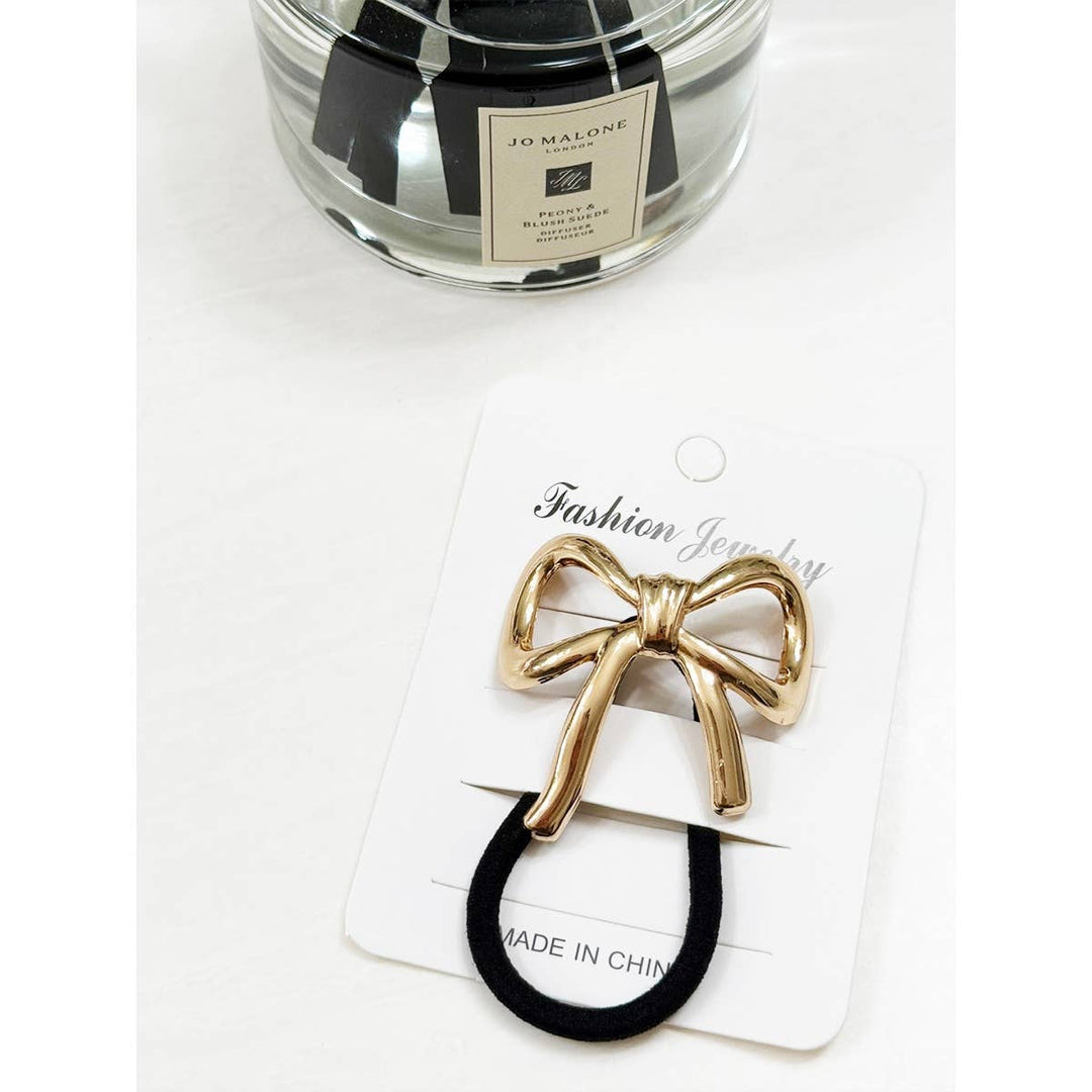 Gold Metal Bow Ponytail Holder