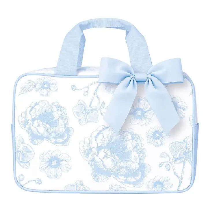 Beautiful Blue Toile Large Cosmetic Bag