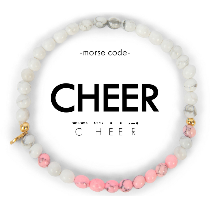 MINI Kids Morse Code Bracelet | CHEER: Pink & Howlite