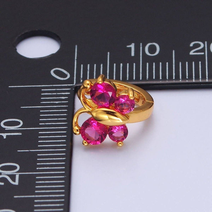 Mini Pink Butterfly Earring Gold Huggie Earring 24k Gold Filled T-453