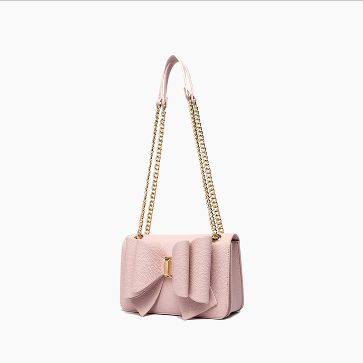 Jane Overflap Bow Crossbody Handbag Elegant Purse for Outing: Blush