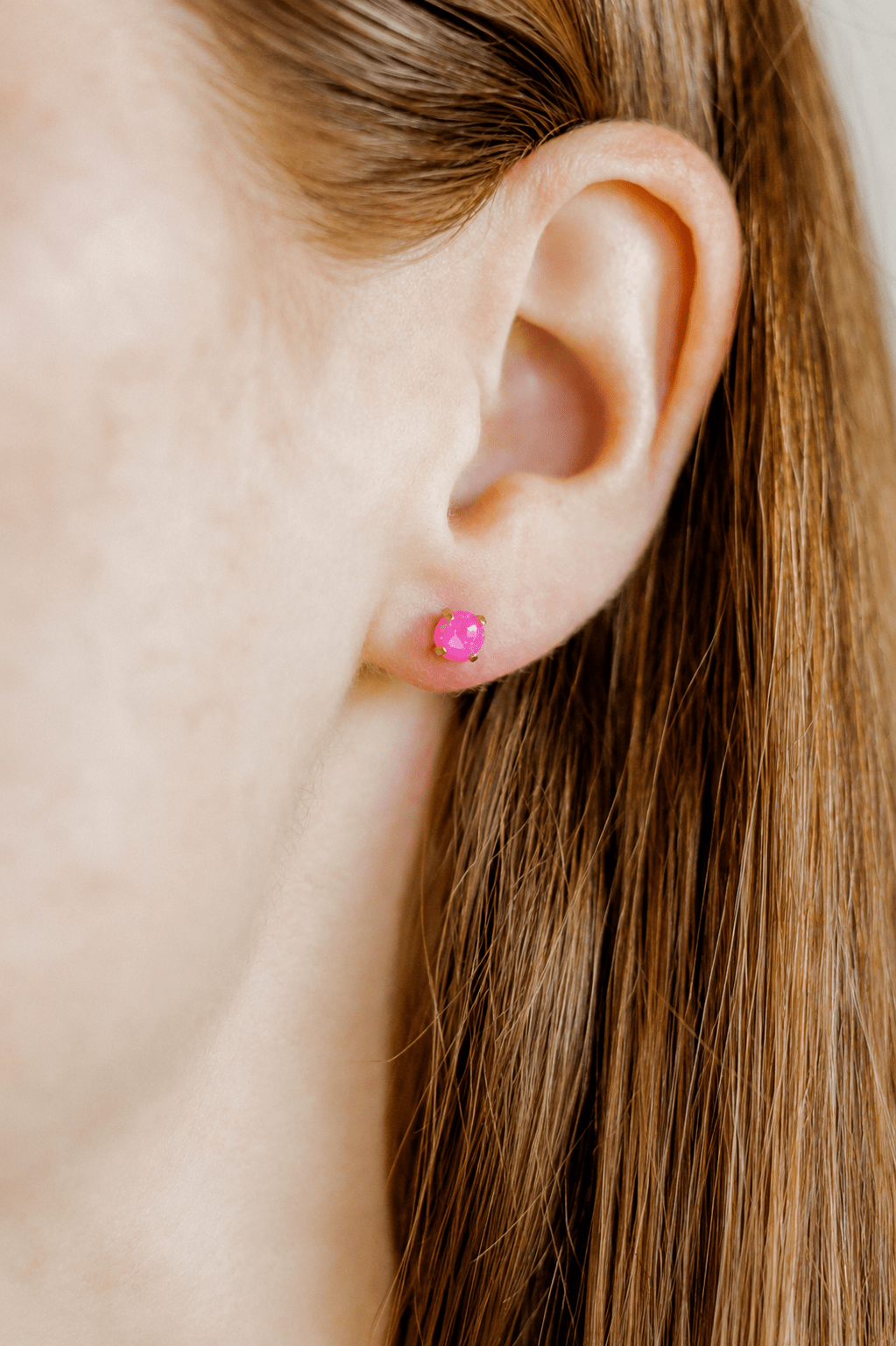 Screwback Stud Earrings - Venus Opal Neon Pink