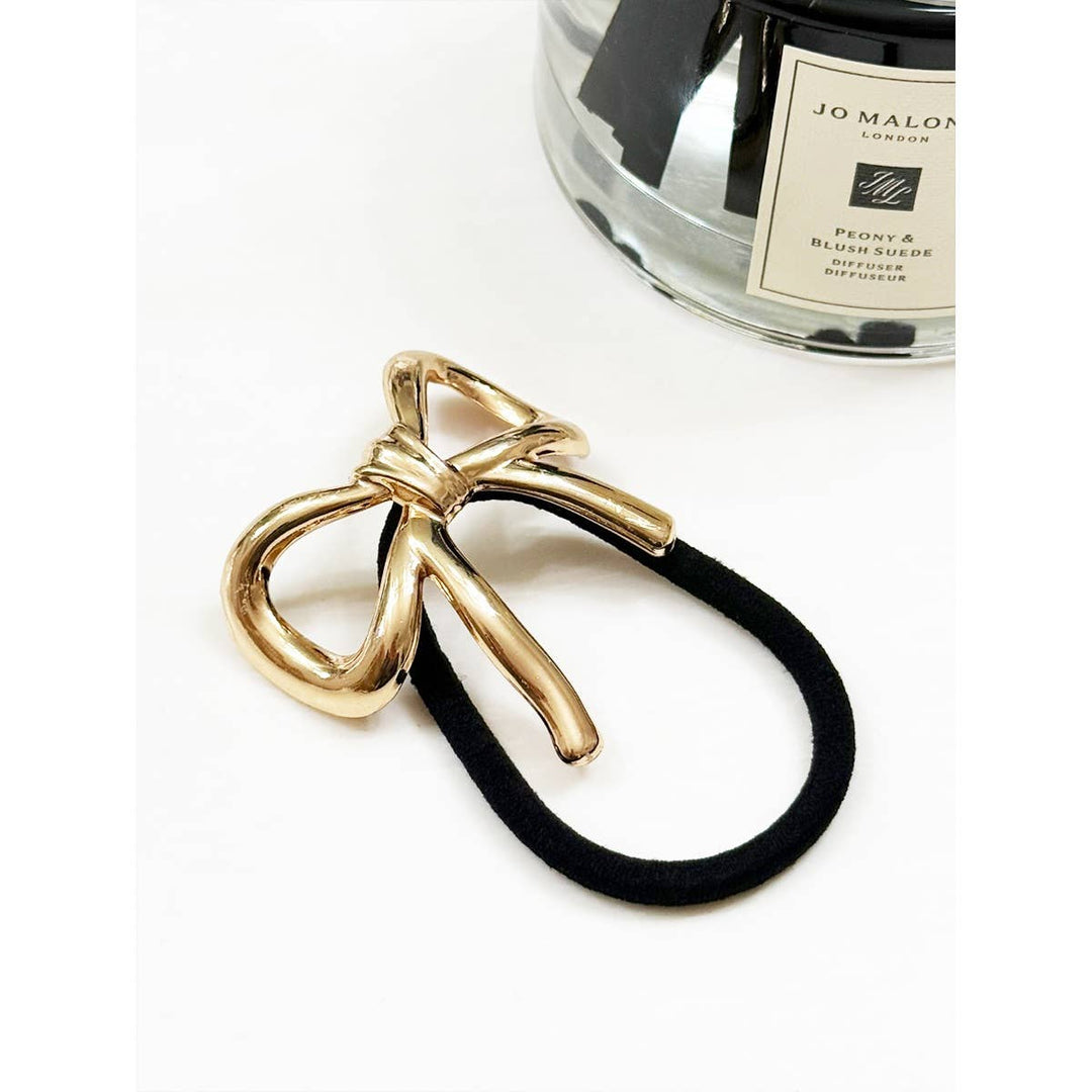 Gold Metal Bow Ponytail Holder