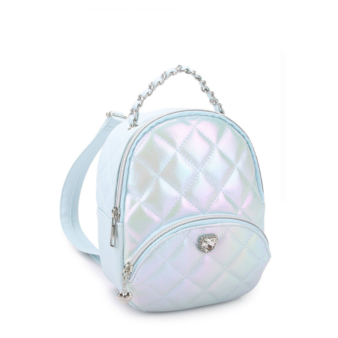 Metallic Quilted Blue Mini Backpack
