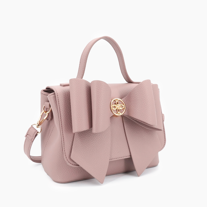 Eva Elegant Double Bow Holiday Shoulder Bag: Mauve