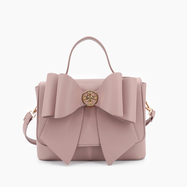 Eva Elegant Double Bow Holiday Shoulder Bag: Mauve