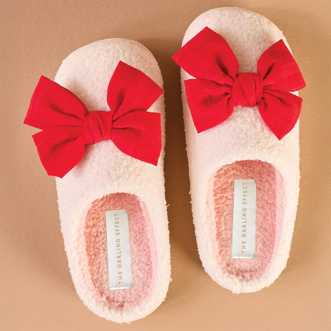 Fuzzy Slippers-Betty Bow Red