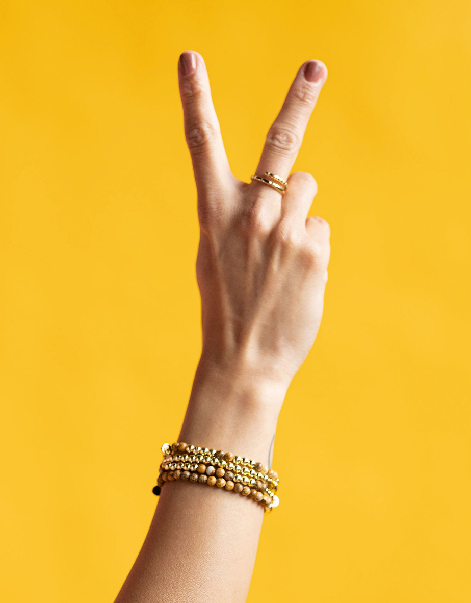 CLASSIC GOLD Morse Code Ring - Patterned | BRAVE: Brave