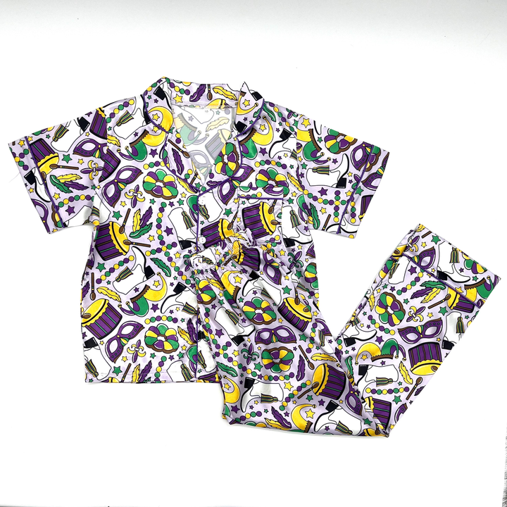 Mardi Gras Silky PJ Set