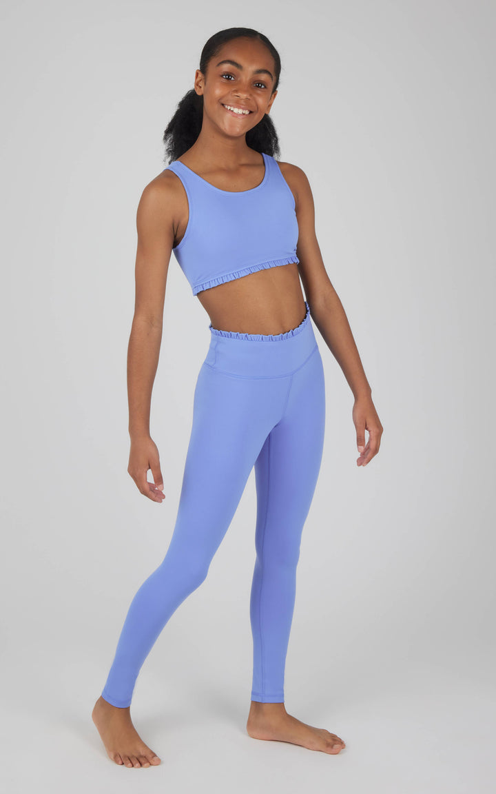 Girls Lux Ruffle Detailed Bra and Leggings - SET: Granada Sky