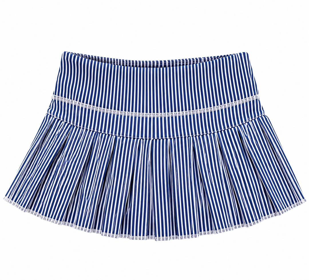 Navy Stripes Mini Pleated Skort