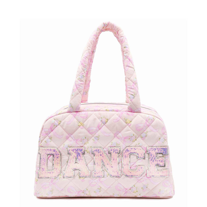 'DANCE' Floral Printed Quilted Medium Duffle Bag: Misty