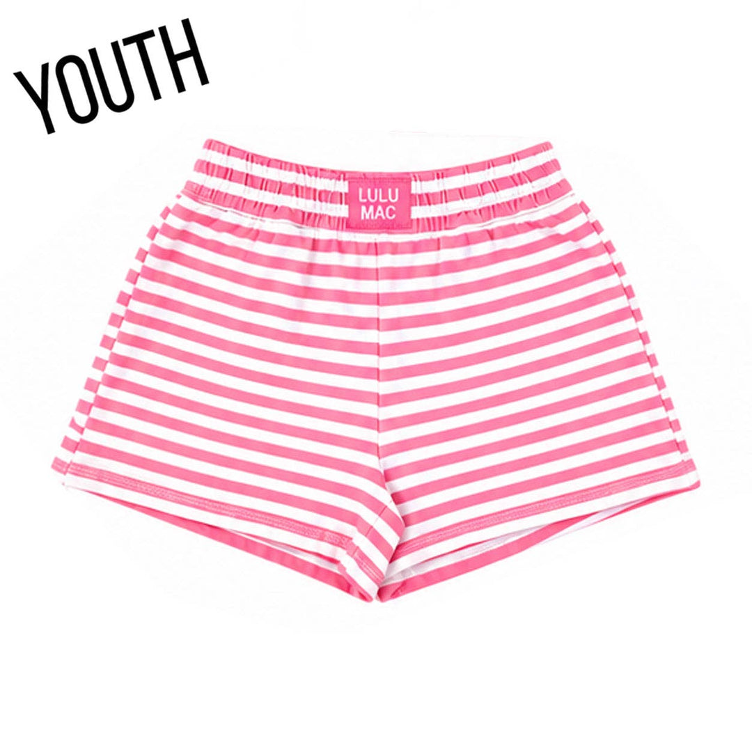 STRIPE MONO-TAG PATCH SHORTS-NEON PINK