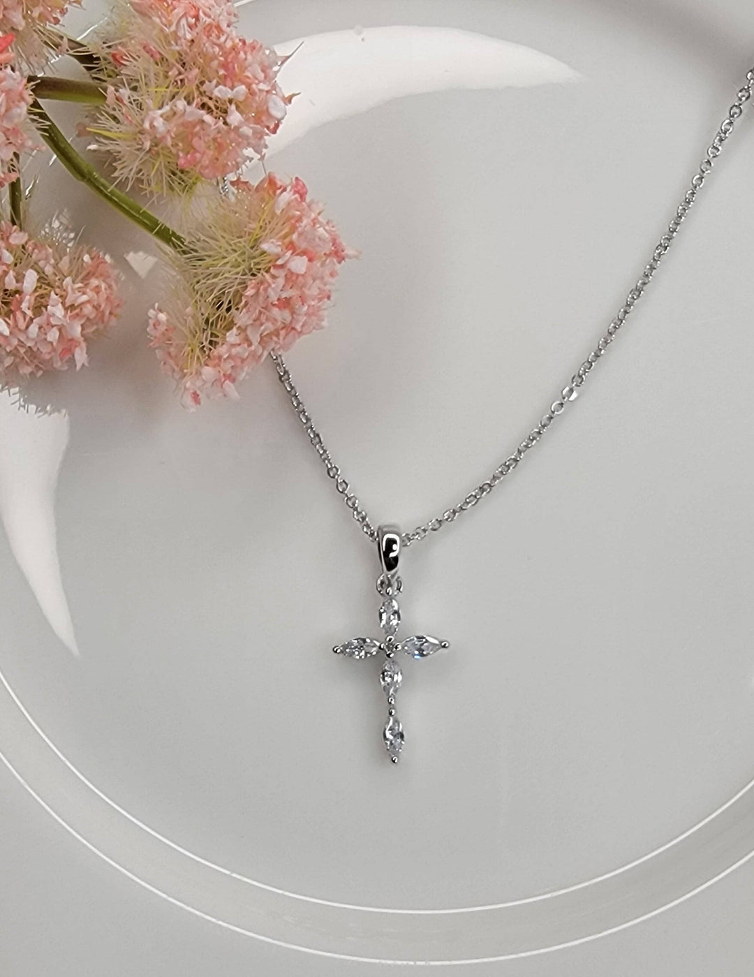 CZ Small Cross Necklace: Gold - ST43