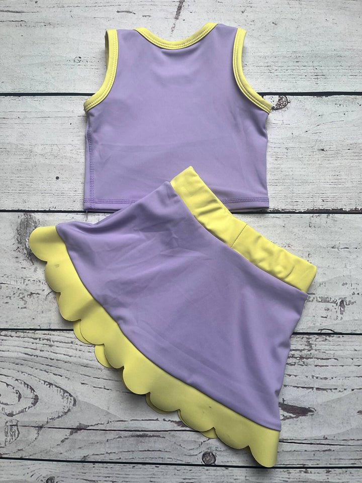 Kids Girls Lavender Active Scallop Set: 7-8T