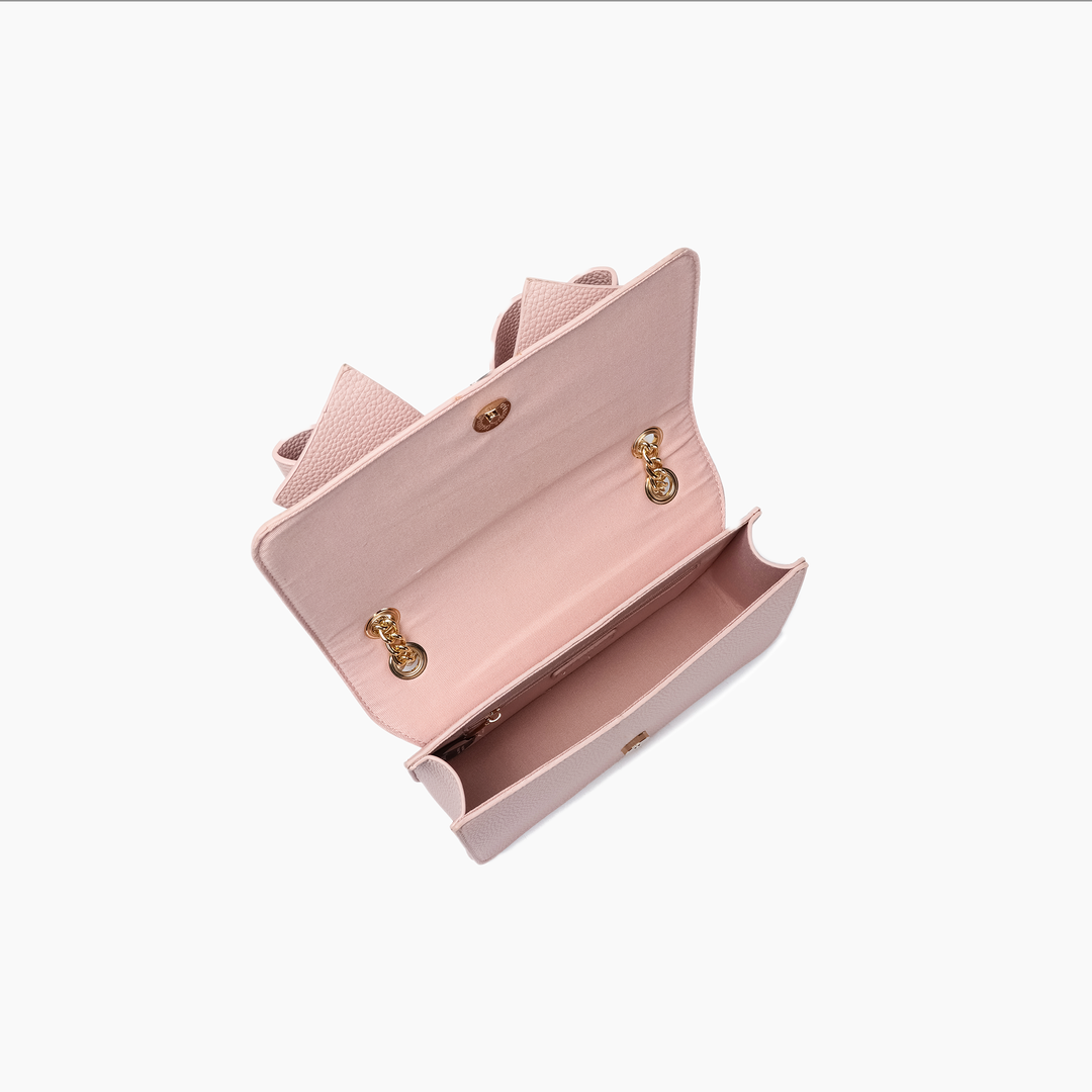 Jane Overflap Bow Crossbody Handbag Elegant Purse for Outing: Blush