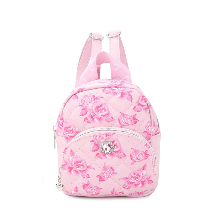 Quilted Rose Printed Micro Mini Backpack: Lollipop