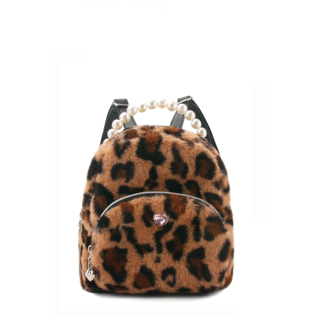 Leopard Plush Micro Mini Backpack