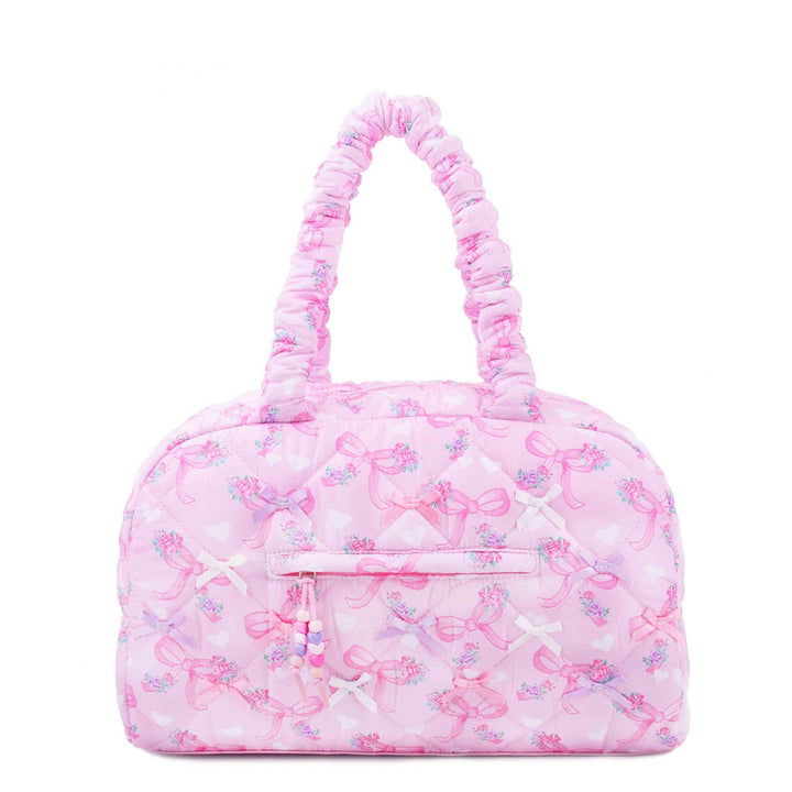 Quilted Floral Bow Print Medium Duffle Bag