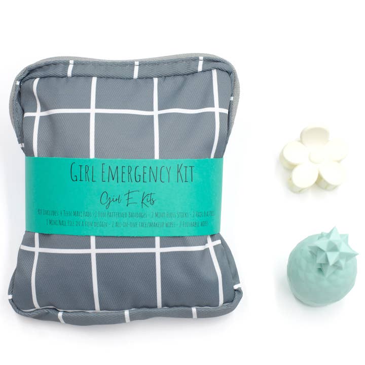 First Period Kit For Girls - Dark Grey Plaid