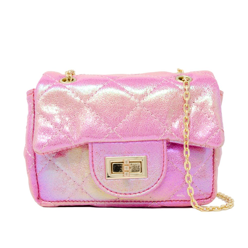 Classic Quilted Shiny Mini Bag: Pink