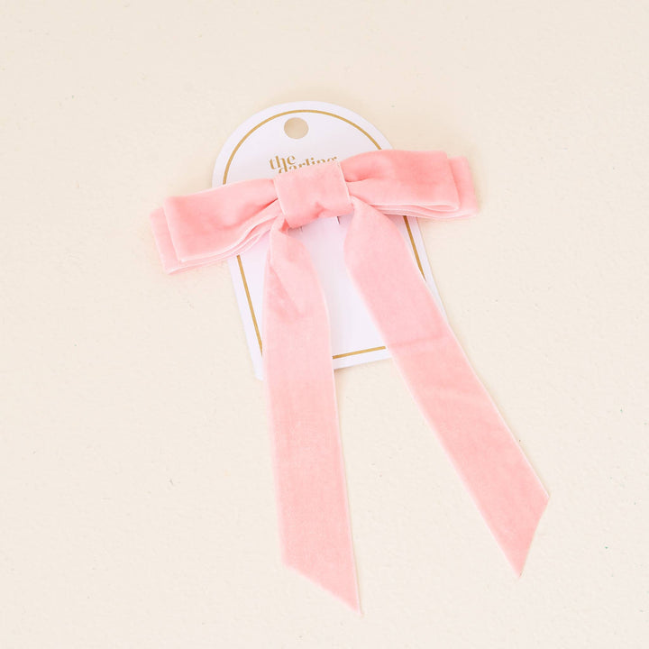 Velvet Hair Bow- Blush