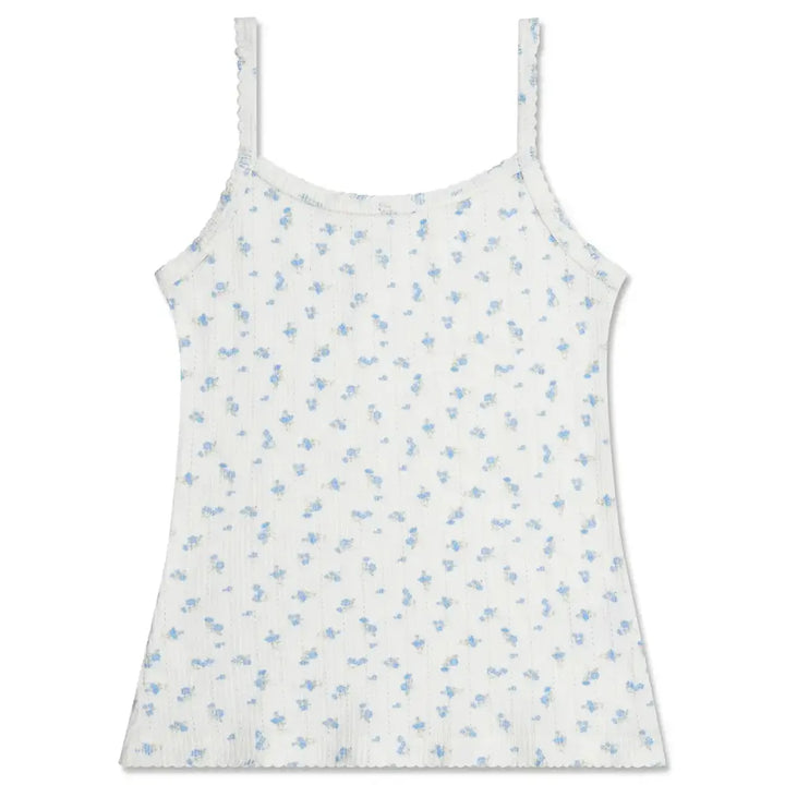 Blue Floral Pointelle Tank and Short Set