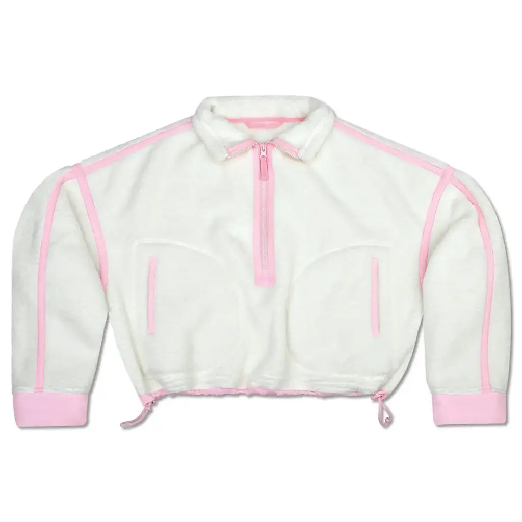 1/2 Zip Cream & Pink Sherpa Pullover