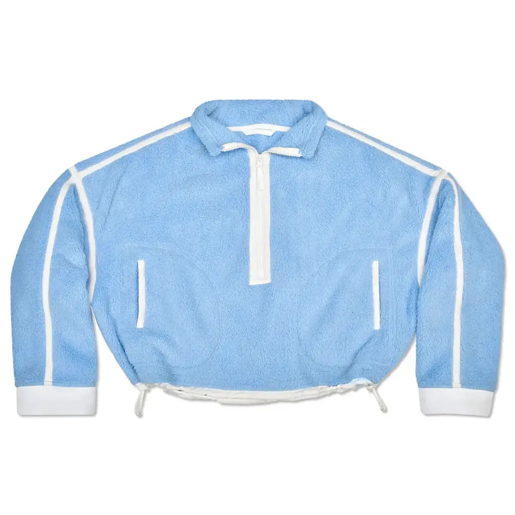 1/2 Zip Cream & Blue Sherpa Pullover