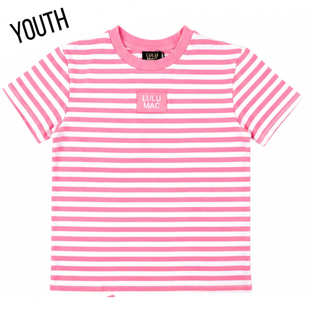 STRIPE MONO-TAG BABY DOLL TOP-NEON PINK