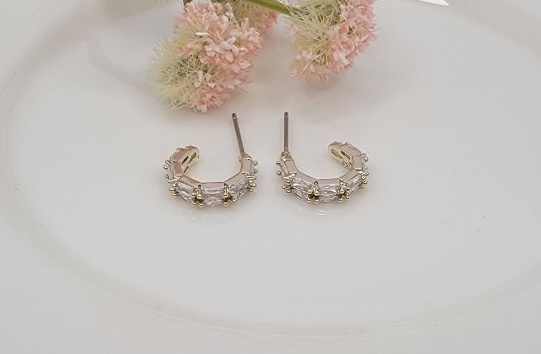 Double Layered Cz Hoop: GOLD - JY51